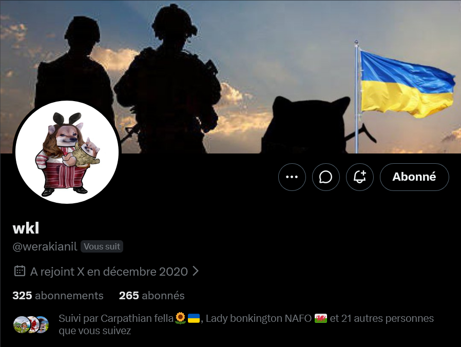 Baguette7th's tweet photo. Fellas, can we boost @werakianil?
See a fella 🐕, Follow a fella 🐕
Thank you 🫡🇺🇦🫶💙💛

#NAFO #WeAreNAFO #NAFOExpansionIsNonNegotiable https://t.co/1S3hVsAuKx
