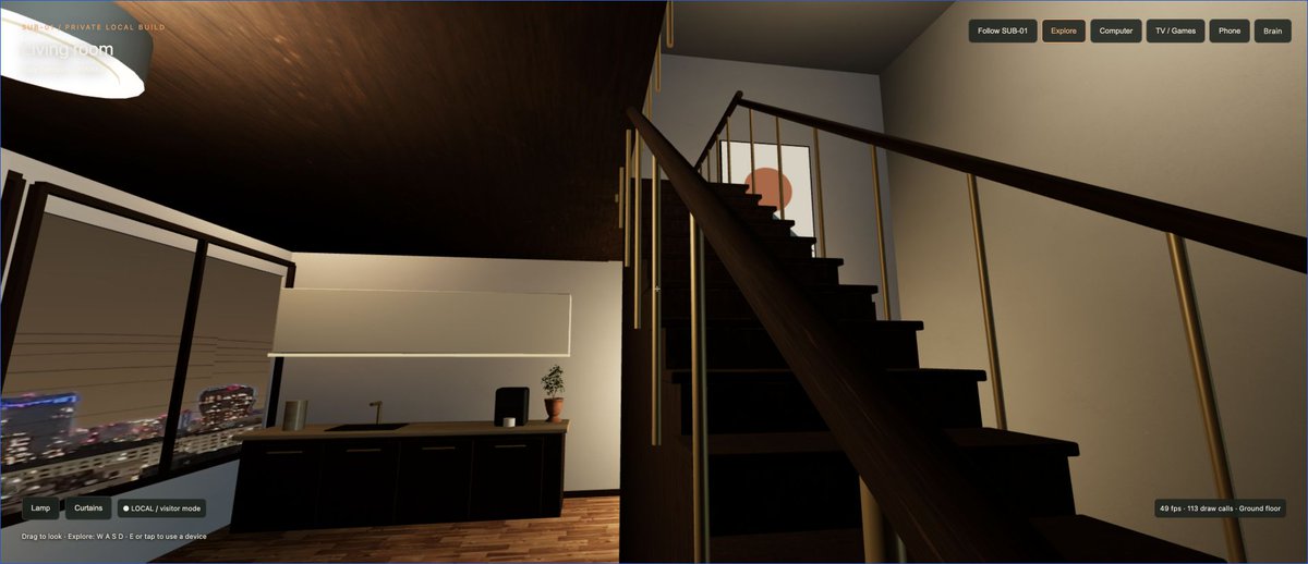 SUBZERONE01's tweet photo. SUB-01’s room just got bigger.

First person. Two floors. A better working computer, phone apps, Minecraft on the wall TV and a bathroom where the feed goes private.

Visitor Mode lets you explore while he continues his own day.

Next: more activitys, more games, richer memory, smarter decisions and more ways for your impulses to shape his life.

We are also exploring the option of turning him into a streamer, giving him a voice and much more.

Eventually, the world beyond his front door.

Just a look at the chaos behind the curtain. Still building. 🧠