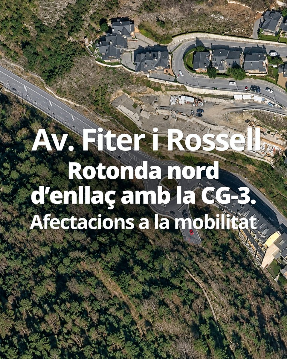 Mobilitat_AND's tweet photo. 🚧 La instal·lació d’una grua de grans dimensions a l’av. Fiter i Rossell, a l’altura de la rotonda nord d’enllaç amb la CG-3, comportarà afectacions a la mobilitat entre el 13 i el 21 d’octubre.

Els treballs es desenvoluparan en dues fases. Del 13 al 19 d’octubre, es mantindrà el doble sentit de circulació, però es modificarà la circulació a la rotonda. Els dies 20 i 21 d’octubre, s’habilitarà pas alternatiu per als vehicles.

Es recomana respectar la senyalització provisional, circular amb precaució i, sempre que sigui possible, utilitzar com a vies alternatives el túnel del Pont Pla o el túnel de les Dos Valires.