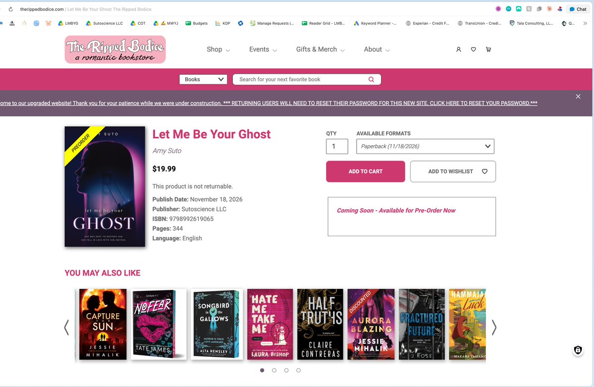 Sutoscience's tweet photo. ummmm let me be your ghost is listed at legendary romance bookstore The Ripped Bodice??? 

pardon me while i go dance around my house!!! https://t.co/G6RssoxUvv