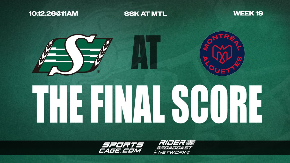 sportscage's tweet photo. Roughriders 24 - Alouettes 44. Postgame Show and YOUR Calls &amp; Comments at 306-936-6262! https://t.co/zcRS29YoPA https://t.co/bxIBekrbyg