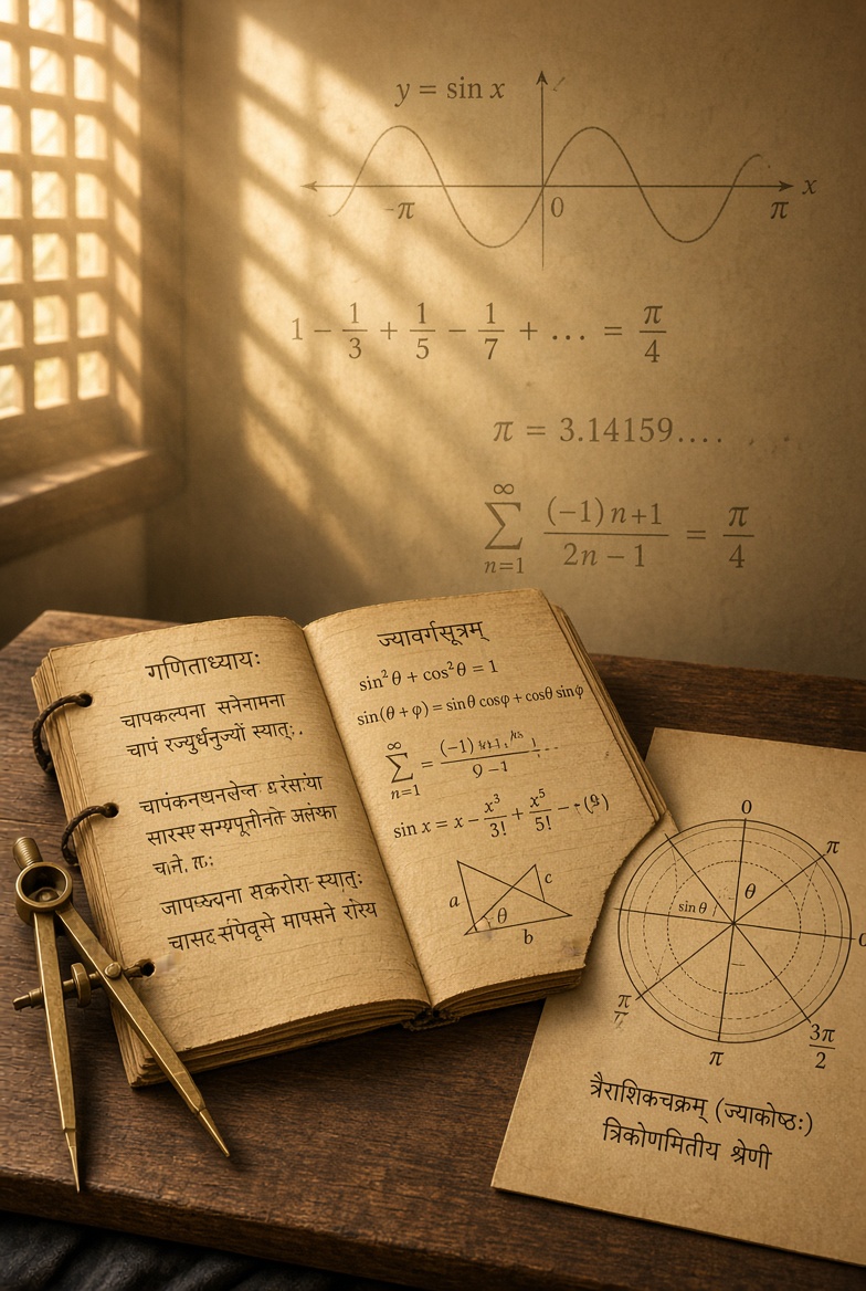 MaelevZis0d3's tweet photo. Mādhava of Saṅgamagrāma (c. 1340–1425) and Kerala school developed infinite series for sine, cosine, and arctangent, along with refined approximations of π. These results, recorded in the *Tantrasamgraha* and *Yuktibhāṣā*, predate comparable European work by about 2 centuries https://t.co/ghO4pnxw4A