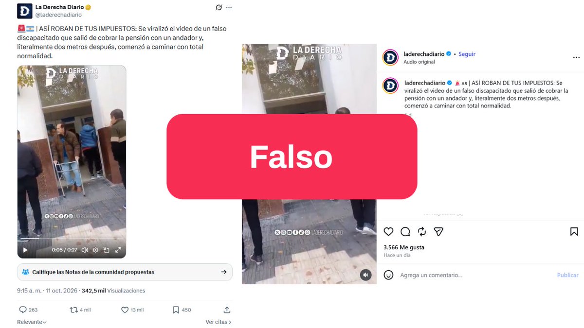 Chequeado's tweet photo. Es falso que un hombre en Córdoba “simuló” una discapacidad para cobrar una pensión: tiene Parkinson

👉Circula en X e Instagram un video en el que se acusa a un hombre en Córdoba de “simular” una discapacidad para cobrar una pensión.  

👉Esto es falso: en el video se ve a un jubilado de 67 años que tiene Parkinson, un trastorno neurodegenerativo que le provoca “anormalidades de la marcha”, algo típico en esta enfermedad.  

👉Además, el hombre cobra una jubilación y no una pensión por discapacidad, dato que se corrobora en la web de ANSES. No es la primera vez que el video circula: ya se había viralizado en abril de este año.