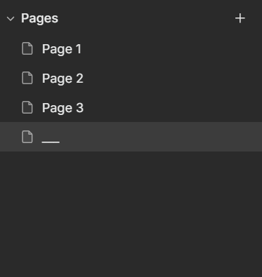 AkulaInk's tweet photo. @stephenhaney Next most needed would be native divider UI for pages. Figma renders it when you enter (---) as a page name. Please🙏 https://t.co/HNtKzV22Pj