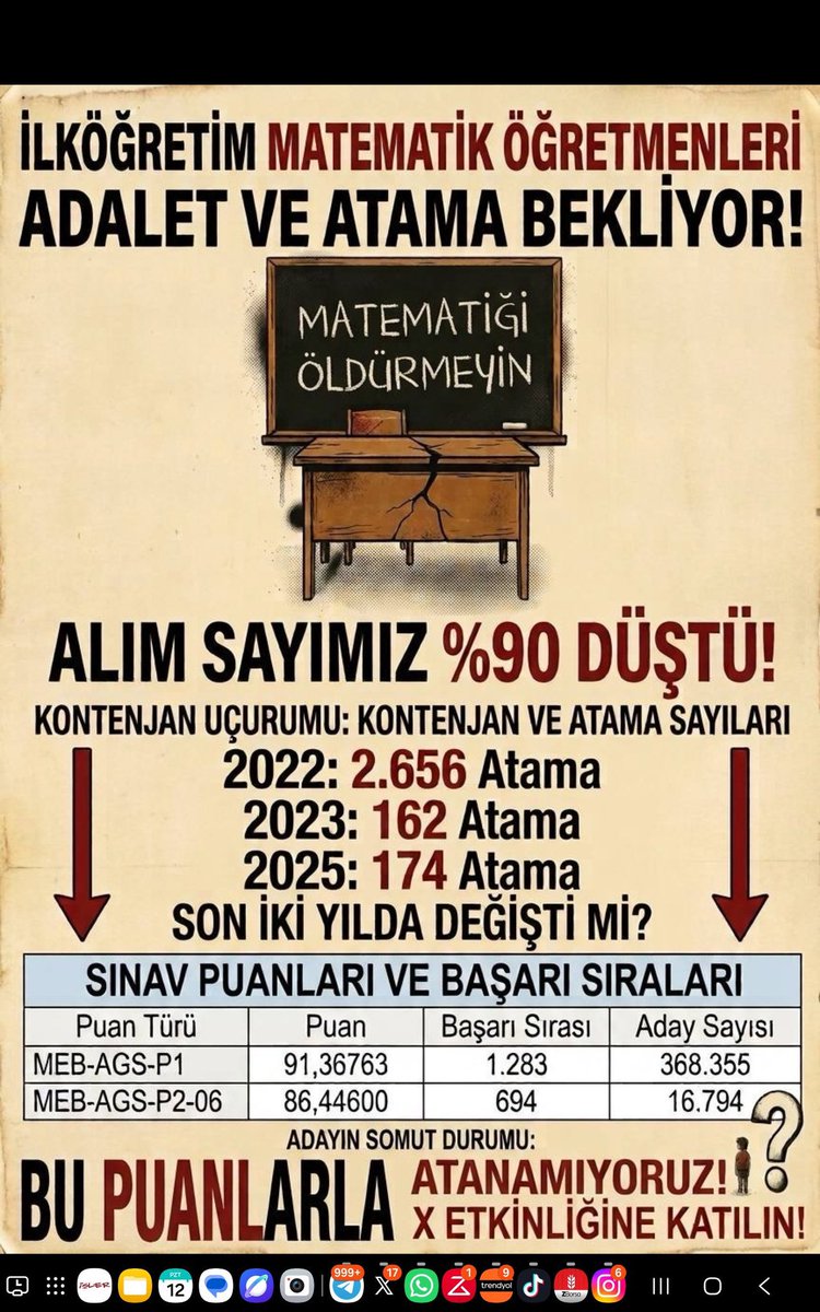 emineaon's tweet photo. @RTErdogan Emeklerimiz boşa gitmesin. İLKÖĞRETİM MATEMATİK için 2500 kontenjan istiyoruz. Yüksek puanlar atanamadan bu süreç devam etmesin.
#ilkmat2500talebimiz
@ebubekirsavasci @mahmudinan @dbdevletbahceli @cftcblnt @ayferyildirim43 @Yusuf__Tekin https://t.co/t7KbIuubob
