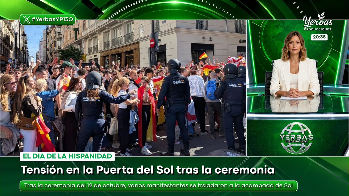 YerbasYP's tweet photo. 🔥Tensión en Sol entre grupos de asistentes al desfile del 12 de octubre y los acampados

💥Ambos bandos se han proferido gritos por lo que la Policía ha dispuesto un cordón de seguridad. Ha habido un detenido por atentado a la autoridad

🌿#YerbasYP13O https://t.co/yKE0P6NccL