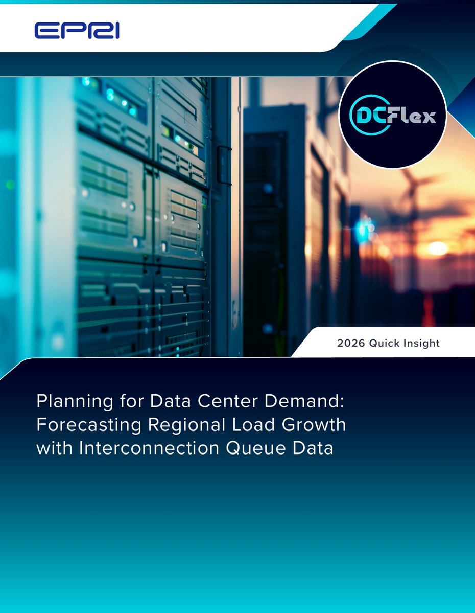 EPRINews's tweet photo. @EPRINews's latest #DCFlex Quick Insight explores a framework for translating interconnection queue data into planning-ready forecasts that account for project uncertainty, load realization, and phased load ramp-up. Rather than treating queued capacity as committed demand, the approach helps stakeholders develop more realistic regional load growth forecasts to support long-term grid planning.
Using publicly available data from New York Independent System Operator (NYISO) and Bonneville Power Administration (BPA), the analysis shows how accounting for these factors can significantly change projected load growth compared with simply aggregating requested capacity.
Learn more in the new Quick Insight: https://t.co/KnMsYgyhl1
#DataCenters #GridPlanning #LoadForecasting #EnergyTransition #Utilities #DCFlex