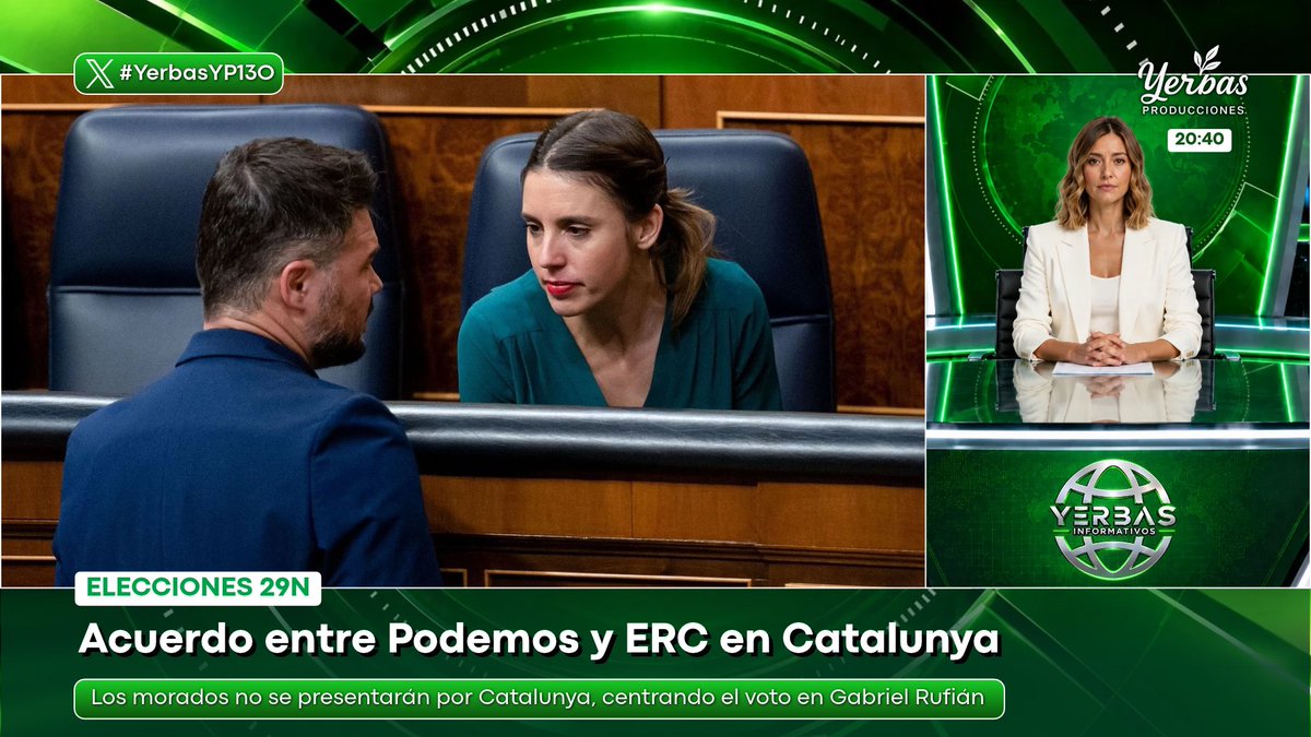 YerbasYP's tweet photo. 🤝 Acuerdo entre Podemos y ERC.

💜Podemos no se presentará en Catalunya y contribuirá a la candidatura de los republicanos. Gabriel Rufián participará en actos electorales en el resto de España con Irene Montero.

🌿#YerbasYP13O https://t.co/HgtxB8wBDs