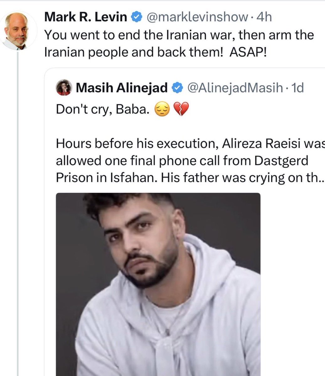 Minooli2162's tweet photo. من‌به کمپین فشار سیاسی به مارک لوین میپیوندم

چطوری

زیر جدیدترین پستش منشن میزنم و از میخوام که فقط روی مردم ایران و اپوزیسیون واقعی ج ا فوکوس باشه. مردم ایران از اپوزیسیون به رهبری شاهزاده رضا پهلوی حمایت کردن
مسیح علینژاد رو مردم صدا نزدن بلکه خیلی از ماها معتقدیم که در امتداد پروژه اسهالات هست و باید دستش رو بشه برای همه