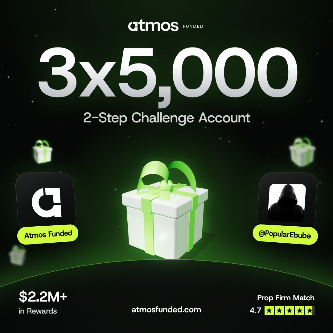 PopularEbube's tweet photo. GIVEAWAY TIME! 

​Teaming up with @Atmosfunded to give back to the community! We are hooking up 3 traders with a $5K 2-Step Challenge Account each! 
  
​How to enter:
1️⃣ Follow @PopularEbube and @Atmosfunded @TRADEwith_TUNDE @Big_Blaqqq @RIO_HUB_

2️⃣ Like & Retweet this post 

3️⃣ Tag 3 trader friends in the replies 👇
​⚠️ Make sure you are already registered on https://t.co/fWfqvwsg84 with your active email!
  
​Let's get you funded!