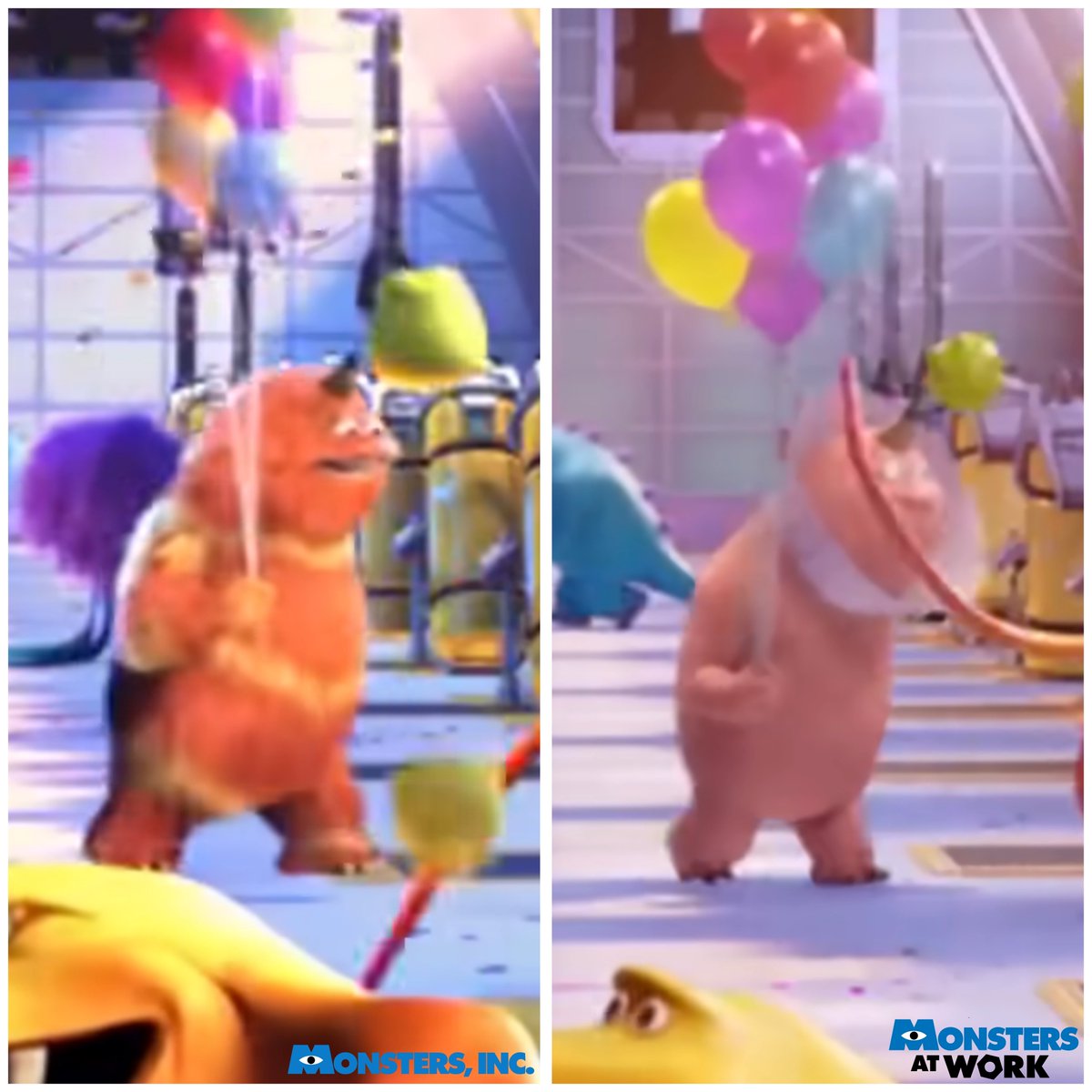 A113Rust's tweet photo. At the end of Monsters Inc. , George Sanderson's hair grew back after it was cut due to the 2319 incident
However , in the serie "Monsters At Work" , his hair still hasn't grown , unlike at the end of the film
#MonstersInc , #MonstersAtWork , #PixarAnimationStudios https://t.co/LR71atBtn6