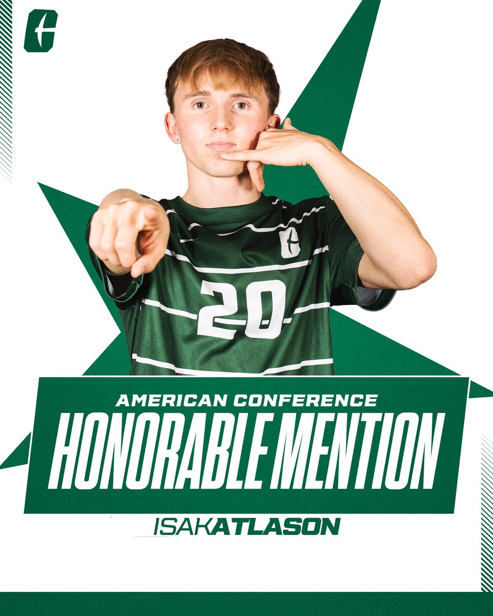 CharlotteMSoc's tweet photo. 𝗛𝗢𝗡𝗢𝗥𝗔𝗕𝗟𝗘 𝗠𝗘𝗡𝗧𝗜𝗢𝗡 🔥 

Isak earns @american_conf Honorable Mention after scoring his first collegiate goal and recording an assist against Mercer last week! https://t.co/IS8orOx8y3