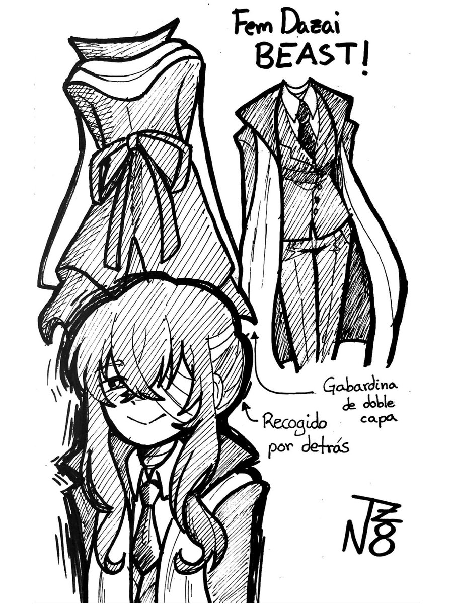 Bsd_Nart's tweet photo. #bsd #dazai 
Un garabato de fem Dazai Beast que hice en la uni https://t.co/MtzZbr75IC