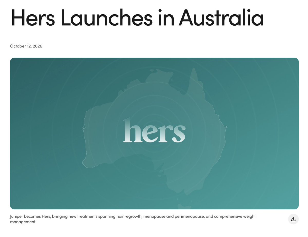 himshouse's tweet photo. 🚨 HERS LAUNCHES IN AUSTRALIA

- Categories include hair, menopause, perimenopause, and weight loss 
- The launch also marks the rebrand of Juniper (Eucalyptus) to Hers
- And follows Pilot's transition to Hims in August 
- $HIMS full platform launch in Australia is complete

🇦🇺🇦🇺🇦🇺
