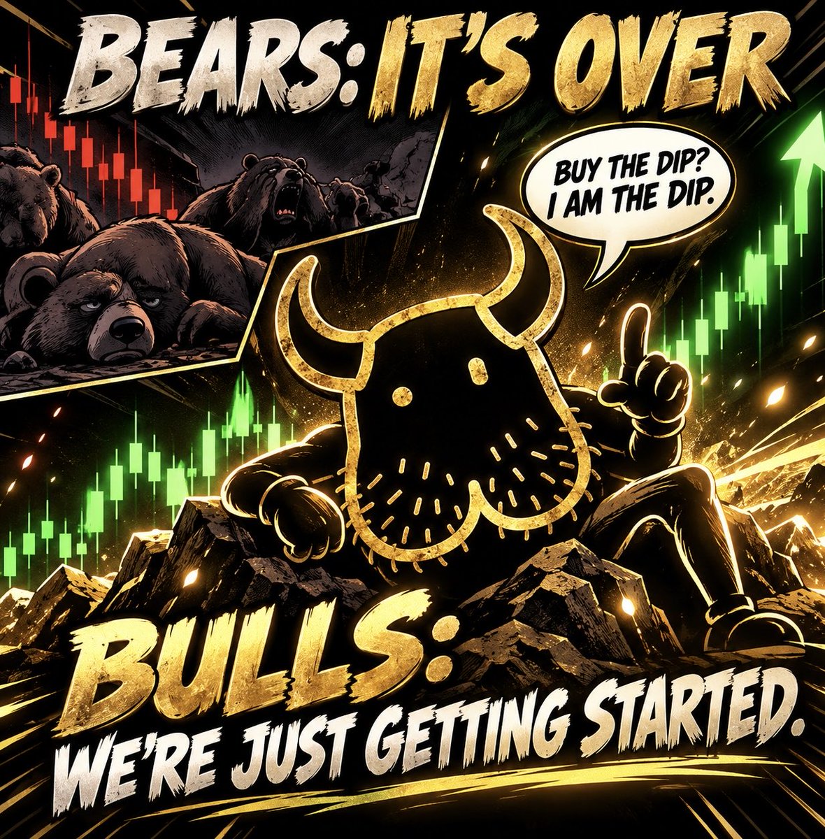 PHAZE_001's tweet photo. Every bull run has a story, and @Bullsacknft is ready to write its own.

While the bears kept predicting the end, the bulls stayed patient, held their ground, and waited for their moment.

The market got ugly. Fear spread everywhere. People started questioning whether the next move would ever come.

But the bullsack never folded.

It stood through the red candles, laughed at the FUD, and kept its eyes on the bigger picture.

Because sometimes, the biggest moves begin when almost everyone has given up.

Now the question is simple: will you watch the story unfold, or become part of it?

BULLSACK. Built different. Born to charge. 🐂