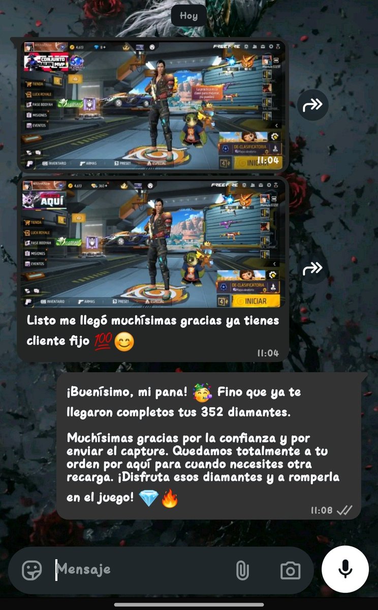 importadoraDMI1's tweet photo. Cliente feliz gracias por la confianza 😊 recarga diamante a free fire https://t.co/deLdFO69Rf