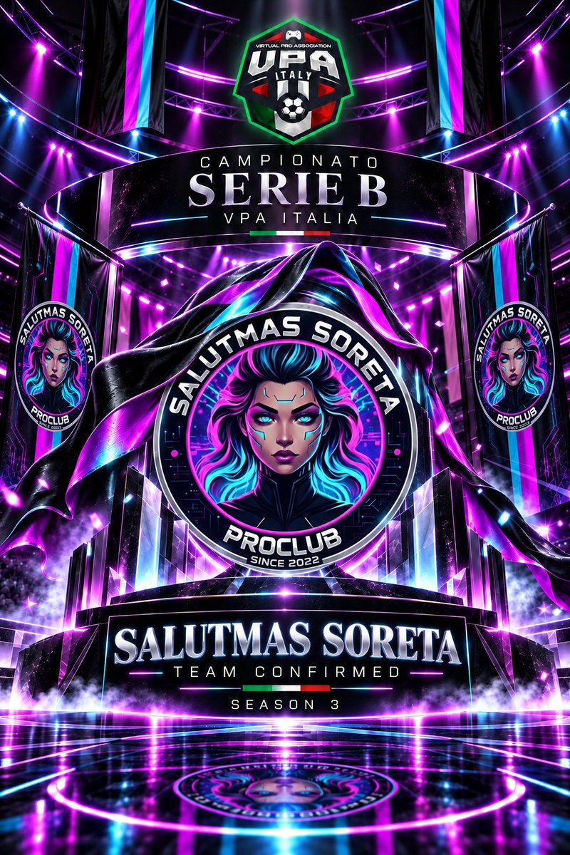 VPA_Italy's tweet photo. 💜 UN NOME CHE È GIÀ TUTTO UN PROGRAMMA.

Tra ironia, provocazione e un'identità che non passa certo inosservata, i @SalutmAssoreta fanno il loro debutto nella Serie B di VPA Italy! ⚡

Il nome può strappare un sorriso, ma attenzione: in campo gli scherzi potrebbero finire presto. 👀

🔥 Nuovi arrivati, zero precedenti e tutto da dimostrare. La Season 3 sarà il loro primo banco di prova.

Benvenuti in VPA Italy! 🇮🇹