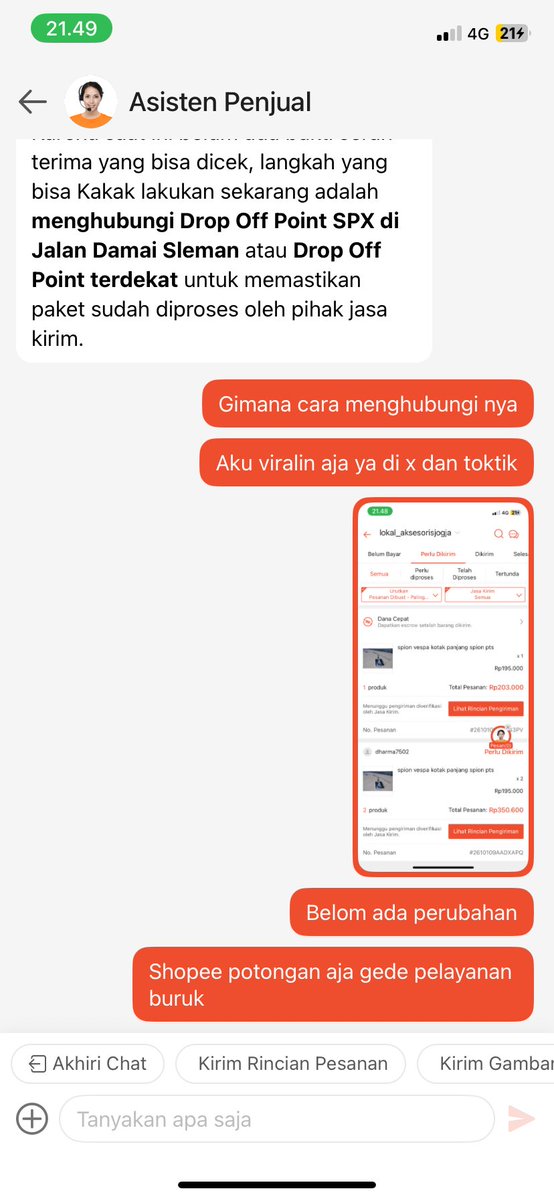 OFotografi73408's tweet photo. @ShopeeID pelayanan buruk potongan gede. Tolong pak @prabowo https://t.co/1DAhSO28zr