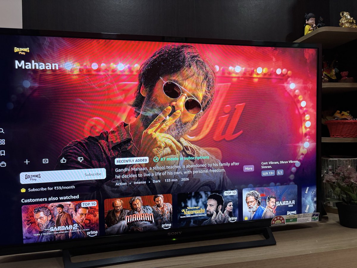 chiyaanarchives's tweet photo. Mahaan is finally available in Hindi on 
@PrimeVideoIN. Such a relief for me as a non-Tamil fan. Now I can enjoy Chiyaan’s brilliance in a language I understand. 💕🥰
@chiyaan @karthiksubbaraj #ChiyaanVikram https://t.co/VTCJ2YqpqQ