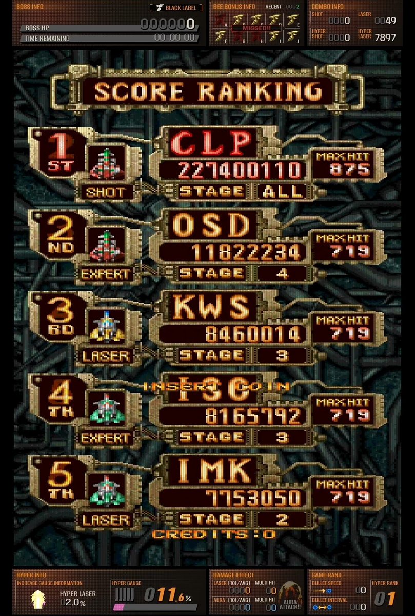 pipa_CLP's tweet photo. 怒首領蜂大往生ブラックレーベル、2周ALL達成！！！！！
2-5凸残2とかいう絶望リソースからなんか通ってしまった...!!! https://t.co/y5lT4U7i4Q