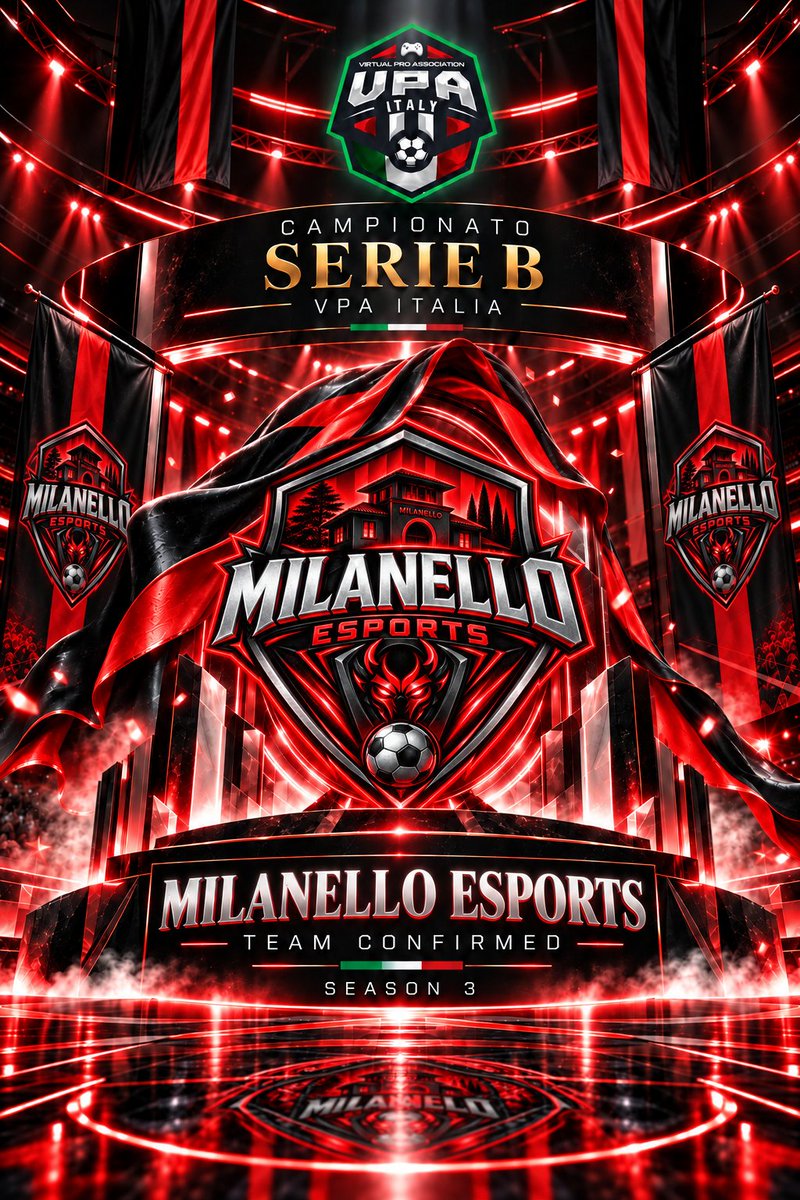 VPA_Italy's tweet photo. 🔴⚫ DA MILANELLO ALLA SERIE B VPA: IL DIAVOLO HA TROVATO UNA NUOVA CASA! 😈

Un nome che richiama la tradizione rossonera, uno stemma che non lascia spazio alle interpretazioni e una voglia matta di farsi sentire.

🔥 @e_milanello fa il suo debutto ufficiale nella Season 3 di VPA Italy!

Arrivano in Serie B con il Diavolo sul petto e l'ambizione di trasformare ogni partita in un inferno per gli avversari.

👀 Il nome è importante, la maglia pesa… ma qui i punti non si conquistano con la storia. Bisogna guadagnarseli sul campo.

Benvenuti in VPA Italy, Milanello Esports. ❤️🖤

😏 Vedremo se saranno gli avversari a finire all'inferno… o se la Serie B saprà mettere in riga anche il Diavolo.