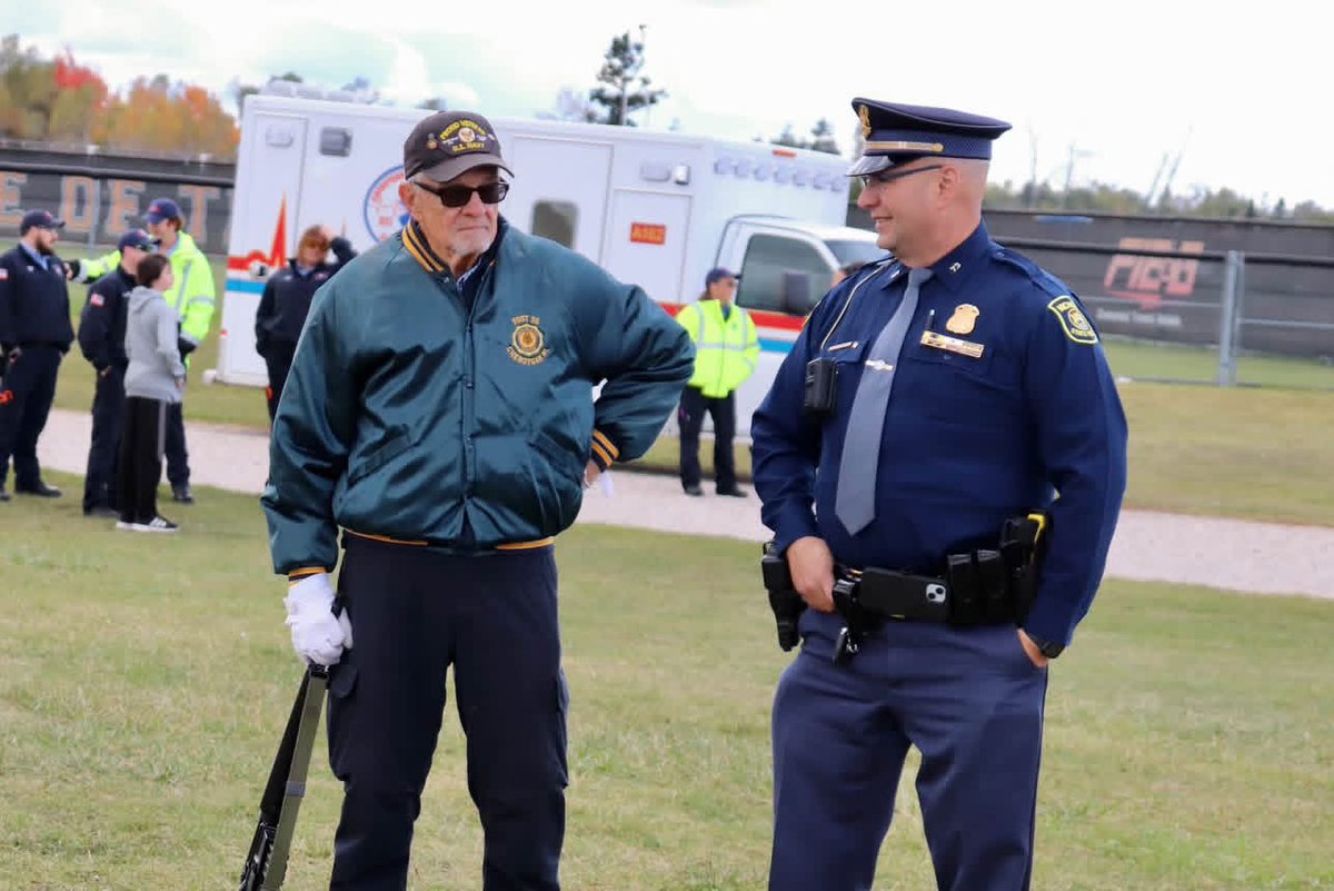 mspnorthernmi's tweet photo. The Michigan State Police is proud to join agencies and faith partners nationwide in the National Faith & Blue initiative. Thank you to the Gaylord Post Chaplain, local clergy, and the Cheboygan High School boys’ soccer team for hosting a heartfelt Veteran and First Responder Appreciation Game. Grateful for your continued partnership and support.