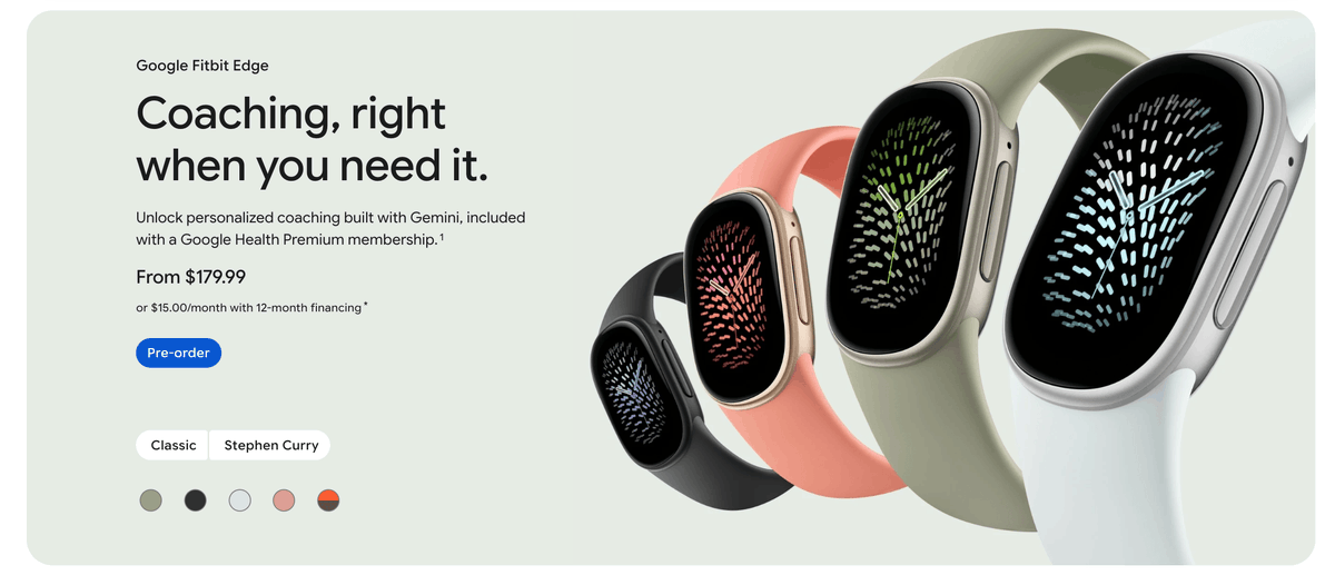 stufflistings's tweet photo. This is the Google Fitbit Edge.

Price starts at $179.99. https://t.co/4uGdbvDPxm