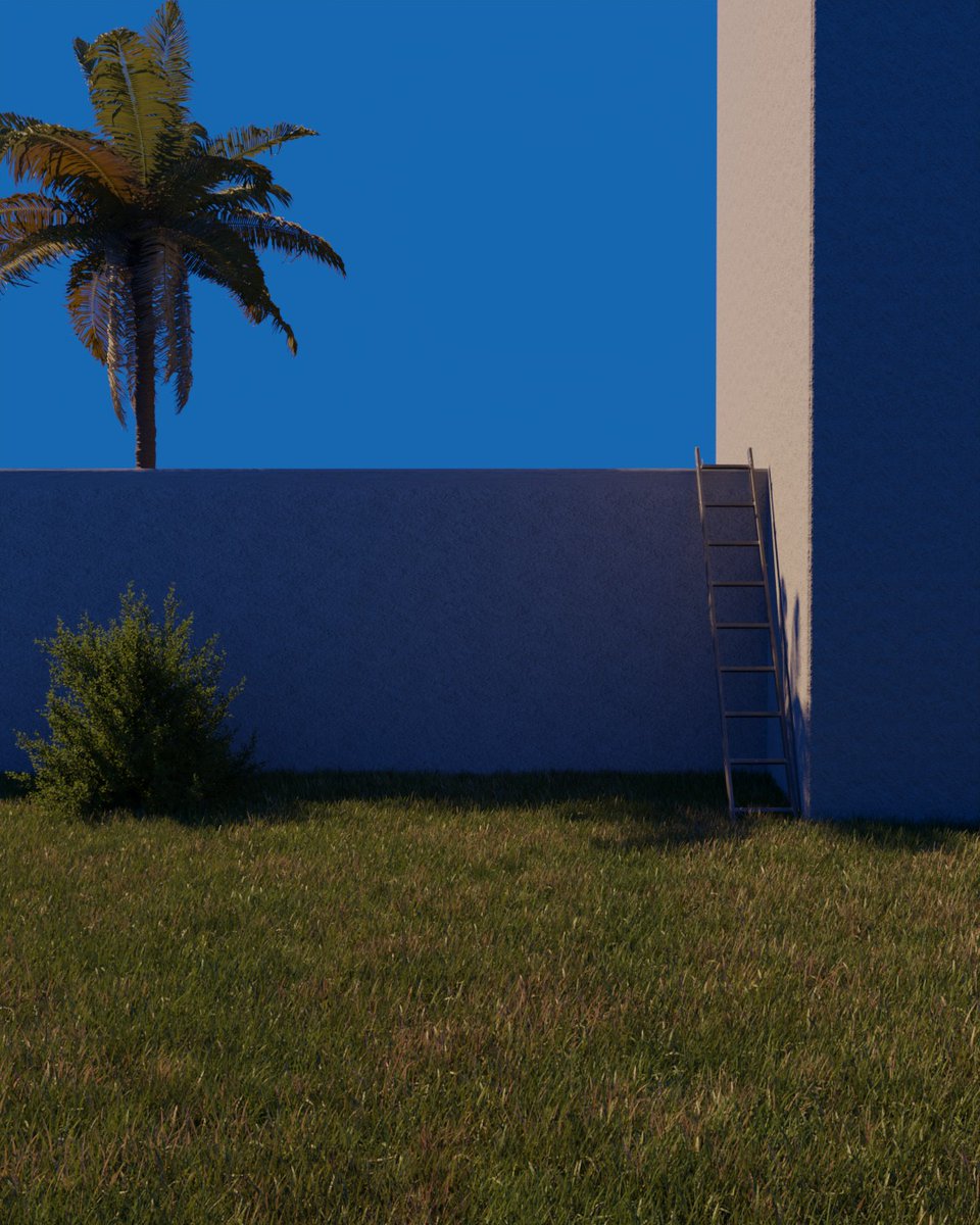 Ciroies0b's tweet photo. one wall, one ladder, one palm .. three moods of blue 💙 made in blender, no AI

which one are you climbing?

more on behance 👉 https://t.co/XfHij9QUrV

#b3d #minimalism https://t.co/2GDyBq5iqJ