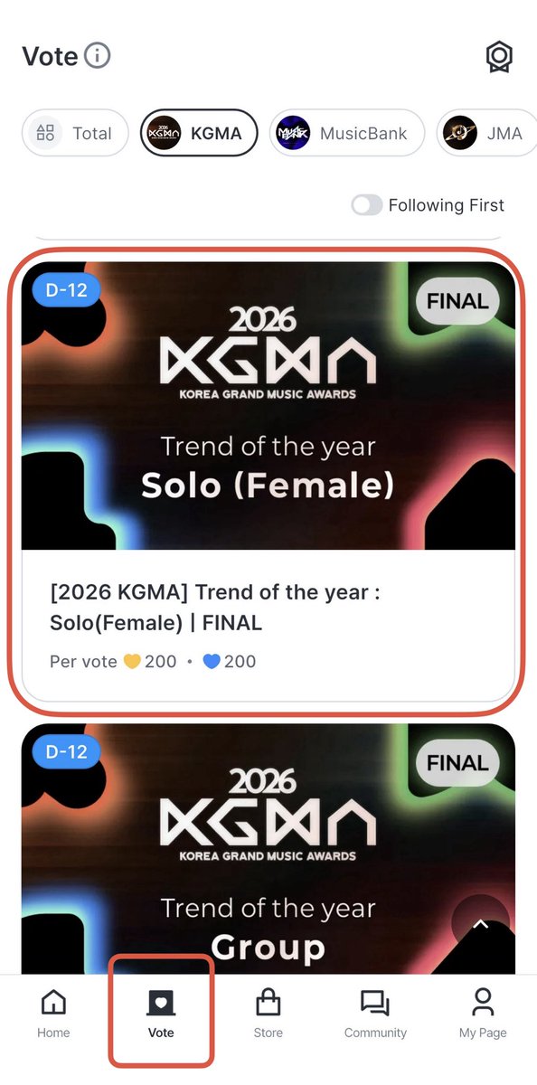 uzzuliiikeve's tweet photo. KGMA Trend Of The Year Solo (Female) 最終投票
📱使用app:coogoong (跟Music Bank投票同一個app)
👑投票項目:#LEESOL / #KYA
🗳️投票方式:1票 = 200💙(免費愛心) = 200💛(付費愛心)
⏰投票時間:10/12~10/24(KST)
All for KiiiKiii ✊
#KiiiKiii #키키 https://t.co/FURFiNQkPH