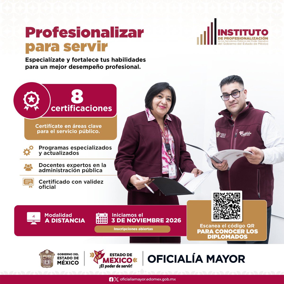 delfinagomeza's tweet photo. El @IPSPedomex invita a las personas servidoras públicas del Gobierno del @Edomex a inscribirse en los cursos, diplomados o certificaciones que les ayudarán a su crecimiento personal y profesional.
Las convocatorias están abiertas y se pueden consultar en: https://t.co/37giXdNa6I
#ElPoderDeServir #AdministrarParaServir
