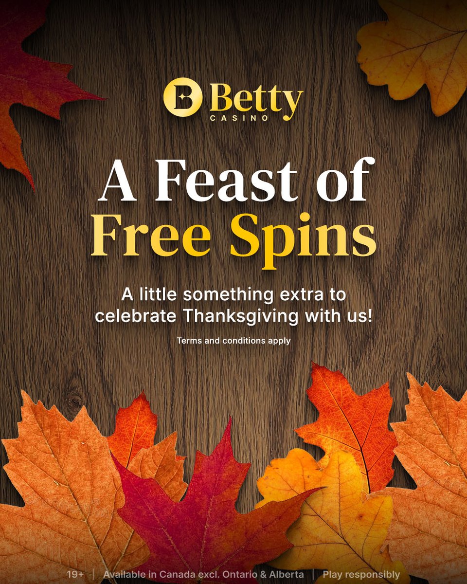 playbettycom's tweet photo. Joyeuse Action de grâce! 🍂 Pour célébrer la saison de la gratitude et du partage, on t'offre un festin de tours gratuits.

👉 Connecte-toi dès aujourd'hui pour profiter de tes tours gratuits sur https://t.co/ohx6q8nG96!
Termes et conditions s'appliquent.
-
Happy Thanksgiving! 🍂 To mark the season of gathering and gratitude, we’re serving up a feast of free spins just for you.

👉 Log in today to enjoy your free spins on us at https://t.co/ohx6q8nG96!
Terms and conditions apply.

#betty #playbetty #thanksgiving