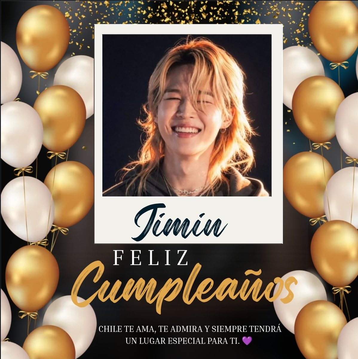 BTSDailyChile's tweet photo. 🎂 ¡FELIZ CUMPLEAÑOS, JIMIN!

Hoy celebramos la vida de nuestro querido Jimin, una persona maravillosa que con su talento, sensibilidad y enorme corazón nos ha regalado tantos momentos de felicidad.

Le enviamos todo nuestro amor y nuestros mejores deseos. Que este nuevo año de vida esté lleno de salud, alegría, amor y sueños cumplidos.

Como ARMY Chile, nos sentimos especialmente afortunados de poder celebrar su cumpleaños hoy, a través de la distancia, y de tener la maravillosa oportunidad de hacerlo nuevamente el próximo 14 de octubre, en vivo y en directo, durante el primer concierto de BTS en nuestro país. 

¡Feliz cumpleaños, nuestro querido Jimin! Te esperamos con los brazos abiertos y el corazón lleno de amor.

 💜

FELIZ CUMPLEAÑOS JIMIN
HAPPY BIRTHDAY JIMIN 
#ItBoyJiminDay
#31YearsOfSincerity
#OctoberMagicJimin
#1013Muse
#OurLightJimin
#BornForTheStageJimin
#HealingVoiceJimin 
#LegendMakerJimin
#PapacitoJimin
#WithJiminTillTheEnd
#단한번뿐인_아티스트_지민