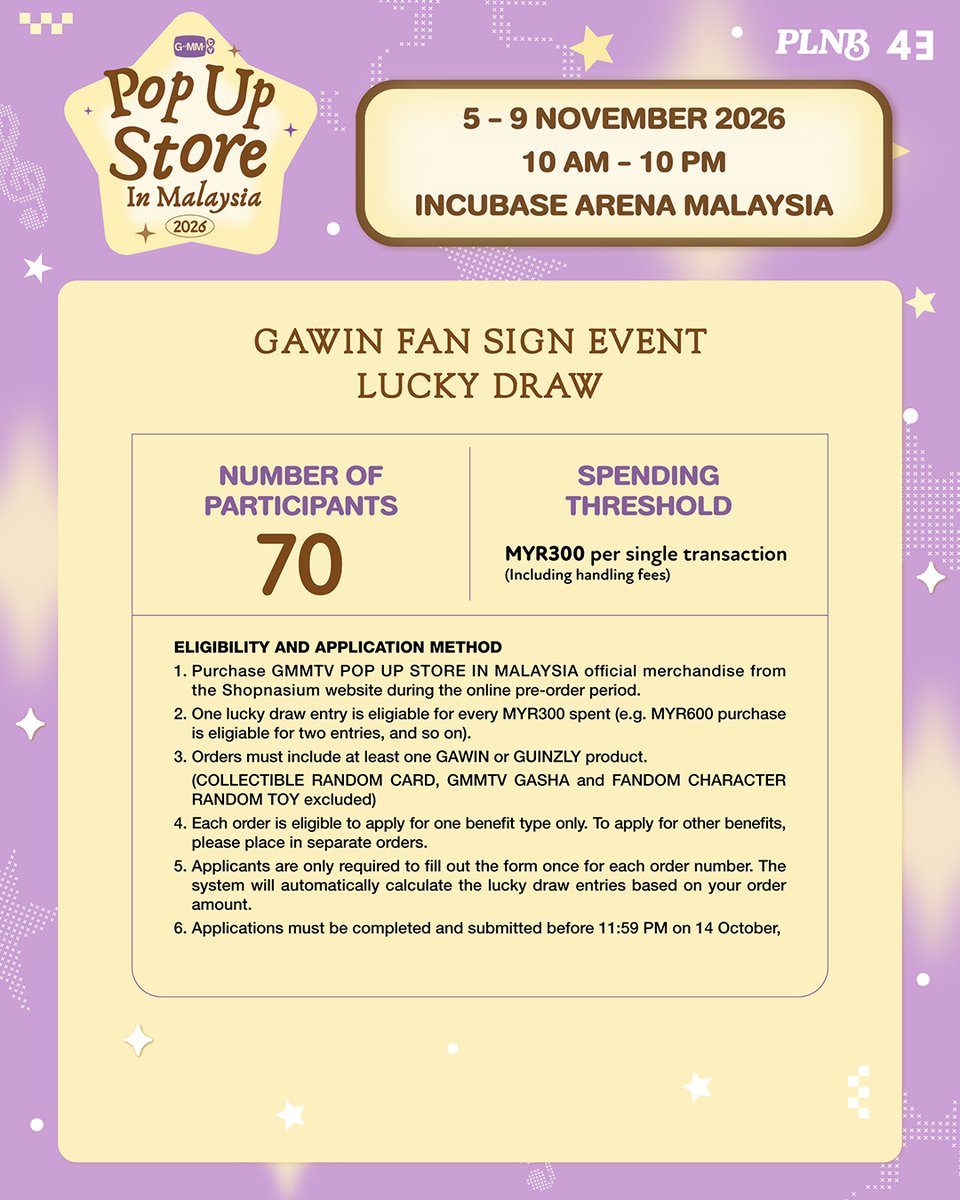 ah_haan4thai_e's tweet photo. GMMTV POP UP STORE DI MALAYSIA 2026
🛍️✨ TINGGAL 3 HARI LAGI UNTUK PRA-PESANAN DALAM TALIAN!

Jangan lepaskan peluang terakhir anda untuk mendapatkan barangan esklusif GMMTV dan peluang untuk memenangi pelbagai pengalaman eksklusif untuk peminat! 🌟

Buat prapesanan dalam talian sekarang untuk berpeluang memenangi:

✍️ SESI TANDATANGAN PEMINAT BERSAMA SEA TAWINAN
✍️ SESI TANDATANGAN PEMINAT BERSAMA GAWIN
📸 SESI FOTOGRAFI PERIBADI 1:1 BERSAMA MASKOT GMMTV
🎞️POLAROID TANDATANGAN ARTIS (SECARA RAWAK)

【Maklumat Prapesanan Dalam Talian】
Tarikh: 8 Oktober 2026 (7.00 malam HKT) – 14 Oktober 2026 (11.59 malam HKT)
Buat pesanan di: https://t.co/hqv3n7PX6j

GMMTV POP UP STORE IN MALAYSIA 2026
🛍️✨3 DAYS LEFT FOR ONLINE PRE-ORDERS!
Don't miss your final chance to secure official merchandise and win the Fan Benefit!

Join online pre-order for a chance to win:
✍️ SEA TAWINAN FAN SIGN EVENT
✍️ GAWIN FAN SIGN EVENT
📸 1:1 PRIVATE PHOTO EVENT WITH GMMTV MASCOT
🎞️ ARTIST RANDOM SIGNED POLAROID

【Online Pre-Order Details】
• Dates: 2026.10.08 (19:00 HKT) – 2026.10.14 (23:59 HKT)
• Order here: https://t.co/hqv3n7PX6j
#GMMTVPOPUPSTOREINMALAYSIA

#GMMTVPOPUPSTORE #GMMTV