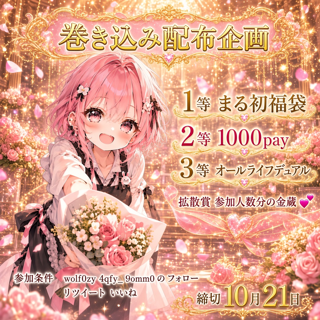 9omm0's tweet photo. まるもこっそりします…🤭

1等　まる" 初“ 来福袋
2等　1000pay
3等　全金オールライフデュアル

拡散賞　参加人数分の金蔵✨

参加条件  @wolf0yz @_nna18 
　↪︎ フォローと💘 + リツイート

締切　10月21日まで！🫣💕
#ペニンシュラ https://t.co/3wtDcxHiwe