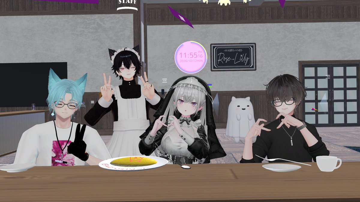 eiqy3's tweet photo. 1082こめのイベントは6回目の #RoseLilly #VRC女装男子メイド喫茶
お菓子やらゲームやら音楽やら
VRCの次にやってるゲームに趣味が現れる
手先が不器用だから、楽器できる人本当にすごいと思います https://t.co/QPxRMLEiXx