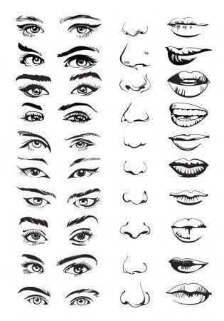 LimboSketch's tweet photo. Face features combinations https://t.co/nZ1zroUTX4