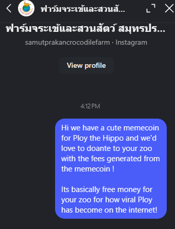 PloyOnSOL's tweet photo. We reached out to the zoo and heres the proof this is via Instagram ! 

Their line is currently off however we will update you all if we get a response! 

solana:39fzweMMY4DRAgBQN61jbMGRoa2RBFTjAY3Vg95Epump 

Back to ATH Ployers! https://t.co/rh3q9Pn2Ig