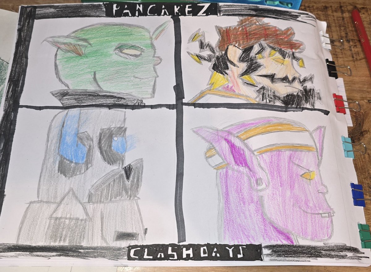 minipekka1983's tweet photo. CLASHERZ:battle days
(Parody of Gorillaz)
Og idea by:@MrApfel22 
Third image is the drawing I used as a reference 👀 https://t.co/q021Q3oKSo