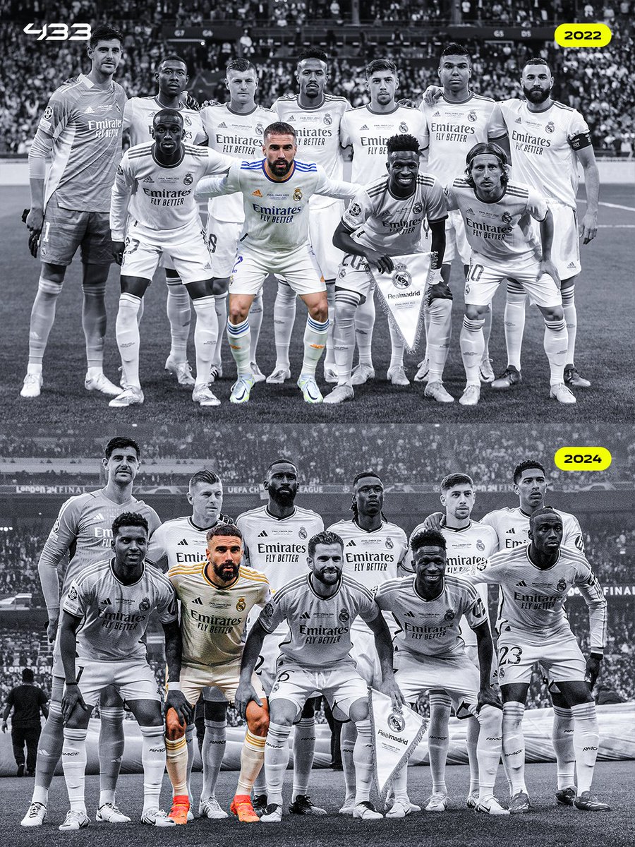 433's tweet photo. A reminder that Carvajal started 𝗦𝗜𝗫 𝗖𝗛𝗔𝗠𝗣𝗜𝗢𝗡𝗦 𝗟𝗘𝗔𝗚𝗨𝗘 𝗙𝗜𝗡𝗔𝗟𝗦 for Real Madrid and won 𝗘𝗩𝗘𝗥𝗬 𝗦𝗜𝗡𝗚𝗟𝗘 𝗢𝗡𝗘 🤯

Real Madrid legend 𝗗𝗔𝗡𝗜 𝗖��𝗥𝗩𝗔𝗝𝗔𝗟 is reportedly set to make the move to Getafe, according to @mattemoretto 🇪🇸

🏆 𝟮𝟬𝟭𝟰 
🏆 𝟮𝟬𝟭𝟲
🏆 𝟮𝟬𝟭𝟳
🏆 𝟮𝟬𝟭𝟴
🏆 𝟮𝟬𝟮𝟮
🏆 𝟮𝟬𝟮𝟰

𝑶𝒏𝒆 𝒐𝒇 𝒕𝒉𝒆 𝒎𝒐𝒔𝒕 𝒅𝒆𝒄𝒐𝒓𝒂𝒕𝒆𝒅 𝒑𝒍𝒂𝒚𝒆𝒓𝒔 𝒆𝒗𝒆𝒓 🥶👏