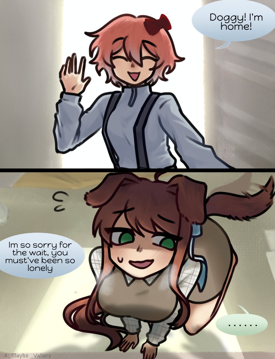 Maybe_Vallery's tweet photo. how do I even caption this 

#ddlc #sayonika 🐶 https://t.co/ZerR6v3BGM