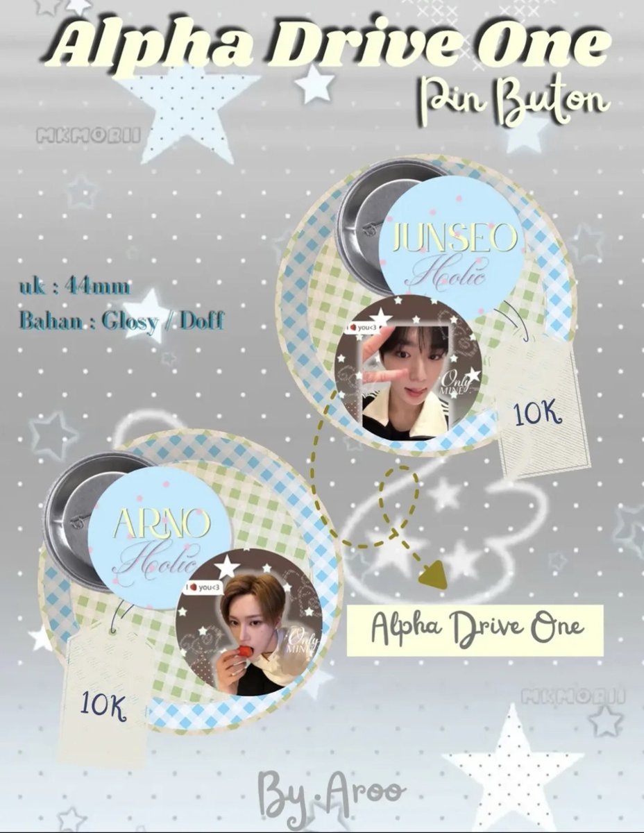 si49728's tweet photo. Open Po 
✨️Pin Buton Alpha Drive One✨️

✅️44mm, 35mm
✅️Glosy / Doff
✅️Free Frebies

✨️Cirebon
✨️12 Okt - 20 Okt 2026

Minat bisa langsung dm✨️
#zonauang #kpopers #ald1 #allyz #frebies #pinbuton #fyp #leo #junseo #arno #geonwo #sangwon #xinlong #anxin #sanghyeon https://t.co/AlnYTq9rDe