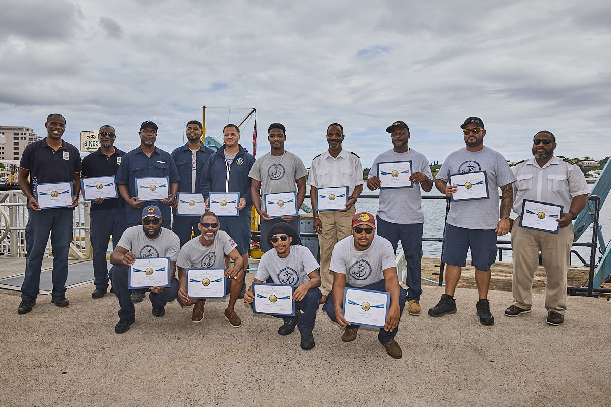 BdaGovernment's tweet photo. 🏆 Marine and Ports Teams Recognised for Public Service Excellence

The crews of ferries Resolute and Warbaby Fox, Tug Powerful, and the Aids to Navigation (ATON) team have been named recipients of the September Public Service Excellence Award (PSEA) for their swift and coordinated response to a vessel fire near Saltus Island.

The teams diverted from their scheduled duties to assist, safely evacuating passengers, conducting firefighting operations and deploying equipment to help protect Bermuda’s marine environment.

Their response demonstrated professionalism, teamwork and a strong commitment to public safety.

👏 Congratulations to all recipients, and thank you for your dedication to keeping Bermuda’s waterways and community safe.