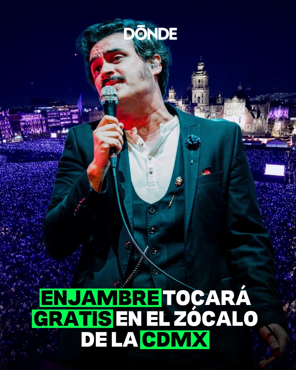 DONDEIRweb's tweet photo. #ÚLTIMAHORA | 🎸 ¡@enjambremx dará un concierto GRATIS en el Zócalo de #CDMX! 😱 Luis Humberto Navejas y compañía regresarán a la Plaza de la Constitución como parte del Vitae Fest 2026, un festival musical y artístico que busca promover la paz, la unidad y la esperanza. 🇲🇽🎶

Si quieres cantar rolas como Dulce Soledad en pleno Centro Histórico, checa CUÁNDO será el concierto y TODO lo que debes saber: https://t.co/d6rupHtmfP