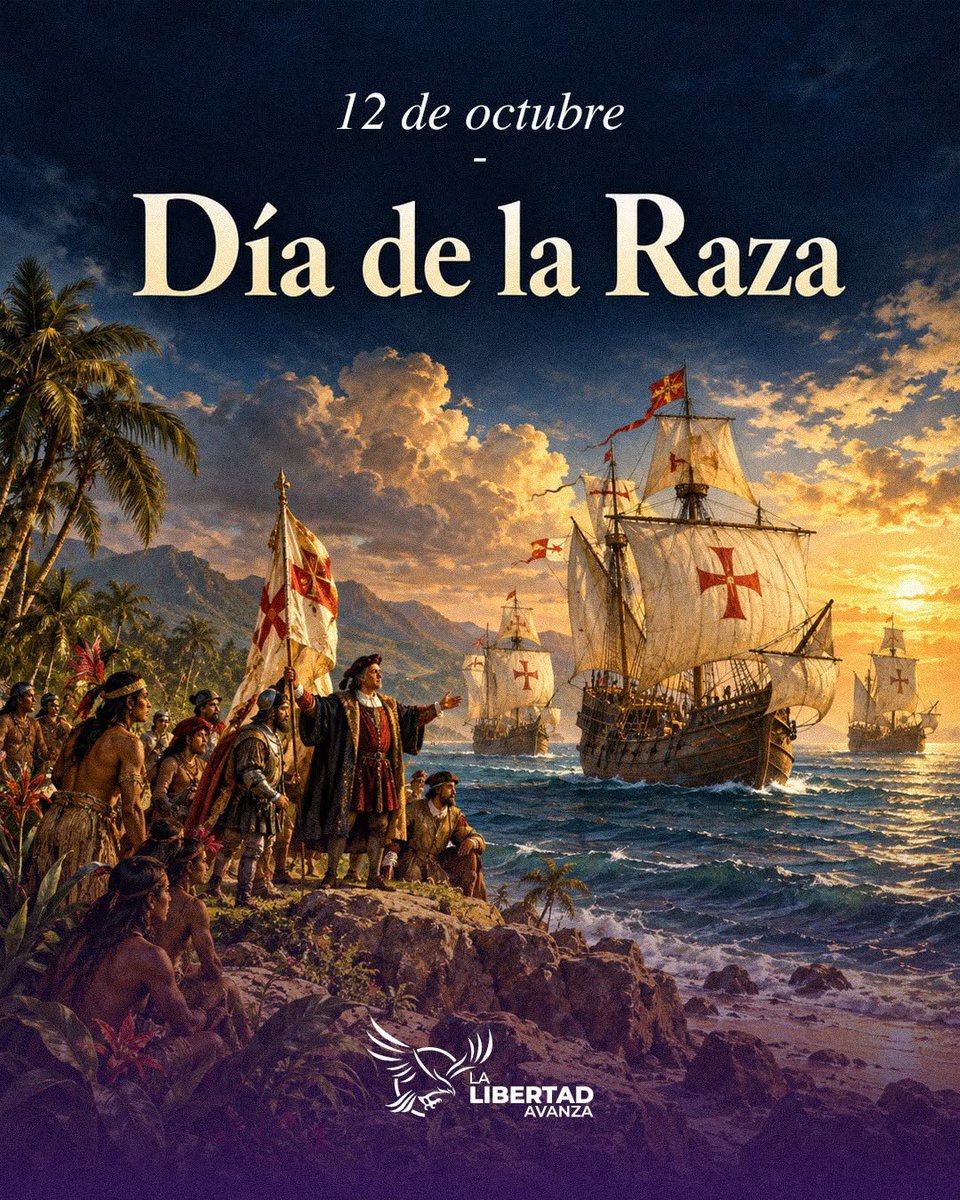 LLibertadAvanza's tweet photo. Hoy reivindicamos el encuentro de dos mundos que marcó nuestra historia y sentó las bases de la civilización occidental en América.

En tiempos en los que los valores de Occidente están bajo ataque, más que nunca debemos defender nuestras raíces, nuestra cultura y las ideas de la libertad que forjaron nuestra civilización.

Con la convicción de nuestras raíces y el compromiso inquebrantable con los valores de Occidente.

VIVA LA LIBERTAD, CARAJO!
