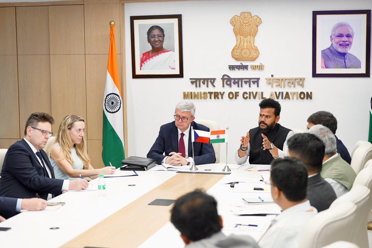 RamMNK's tweet photo. Partnerships for Made in India Aircraft is what excites me the most!

In a significant interaction with the Deputy Prime Minister of the Czech Republic, H.E. Shri Karel Havlicek, we discussed the immense opportunity to combine India’s regional air connectivity demand with Czech expertise to build aircraft.

Developing 19, 40 and 90-seater aircraft in India to connect UDAN destinations, while also manufacturing for global markets, takes forward Hon'ble PM's vision of UDAN & Make in India!