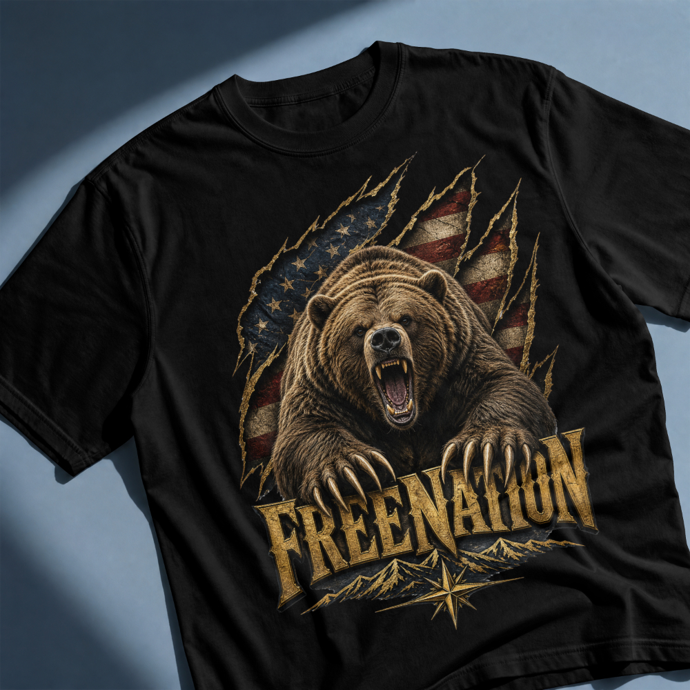 FreenationD's tweet photo. 🇺🇸 250 years.
Still got claws. 🐻

FREENATION.
Built wild. Born free.

Shop the drop 👇
https://t.co/DzR4mdoQLF

#America250 #Americana https://t.co/4bU57TwMfl