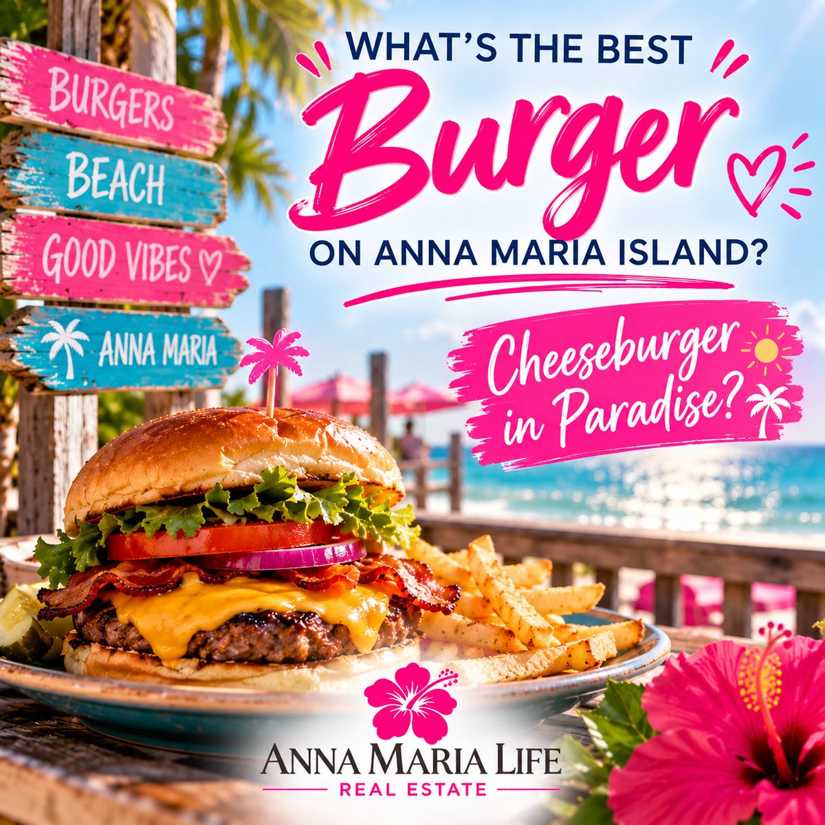 AMILifeRealtor's tweet photo. 🍔🎶 Cheeseburger in Paradise! 🌴 Who makes the BEST BURGER on Anna Maria Island? 💗 Drop your favorite spot below! 👇

#AnnaMariaLife #ThinkPink#AnnaMariaLife #AnnaMariaIsland #CheeseburgerInParadise #IslandEats #ThinkPink https://t.co/31iiFjQpjG