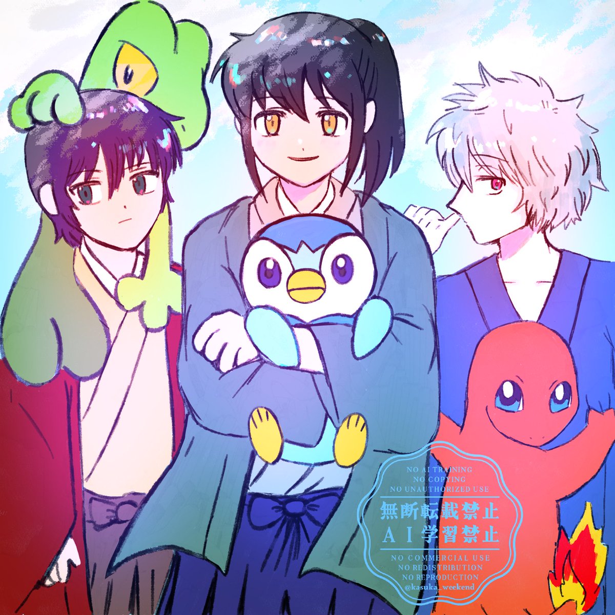 kasuka_weekend's tweet photo. 村塾とポケモン御三家
銀時→ヒトカゲ
高杉→キモリ
桂→ポッチャマ
のイメージ https://t.co/TTJvY1KUQ4