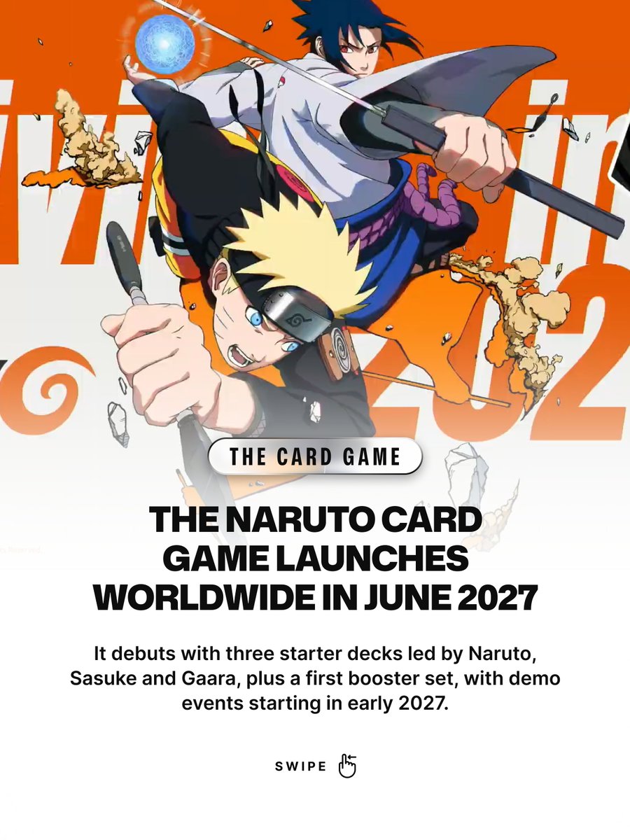 RickyFlicks64's tweet photo. Naruto's Project Rasengan runs 2027 to 2029: a new Kishimoto manga, Naruto: Shadow Rising, a Ninkū crossover anime and a card game in June 2027. #Naruto #ProjectRasengan https://t.co/of7y9VVyc3