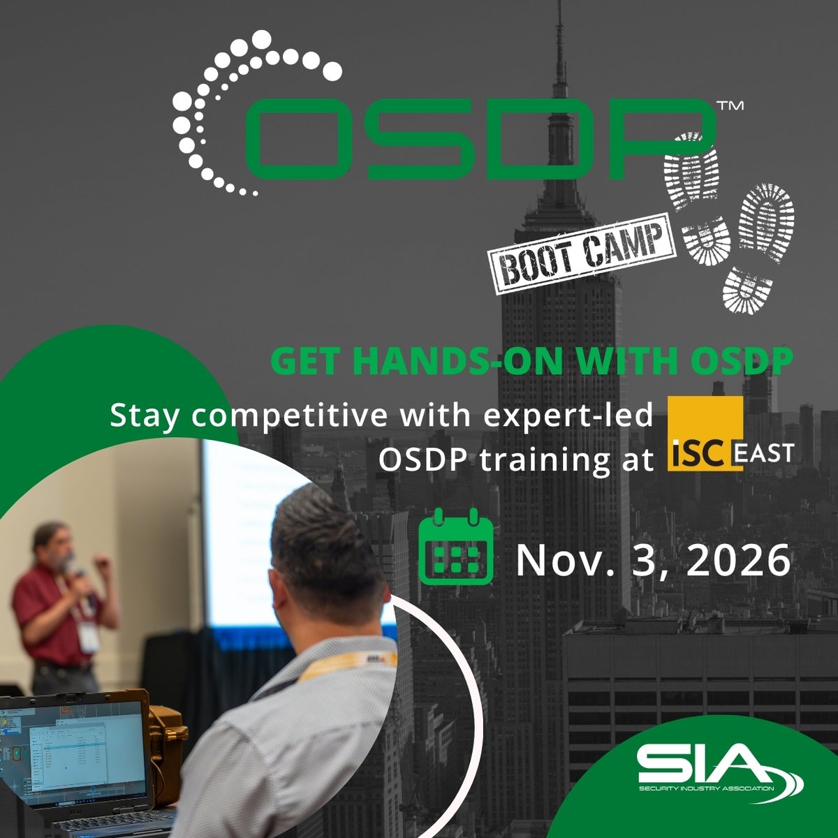 SIAonline's tweet photo. 🔥#OSDP Boot Camp is coming to #ISCEast!

Join us in NYC to get the essential information, resources and training you need on the SIA Open Supervised Device Protocol standard.

🥾Learn more &amp; register: https://t.co/gIWvls6f5P #securityindustry #standards #training https://t.co/x2W5qWFO6J